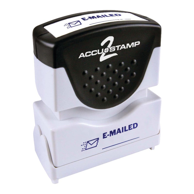 AccuStamp Accu-Stamp2Â® Shutter One-Color Stamp, "Emailed", 1 5/8" x 1/2" Impression, Blue - Image 1